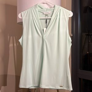 Calvin Klein Suits Sleeveless Blouse in Tiffany Blue